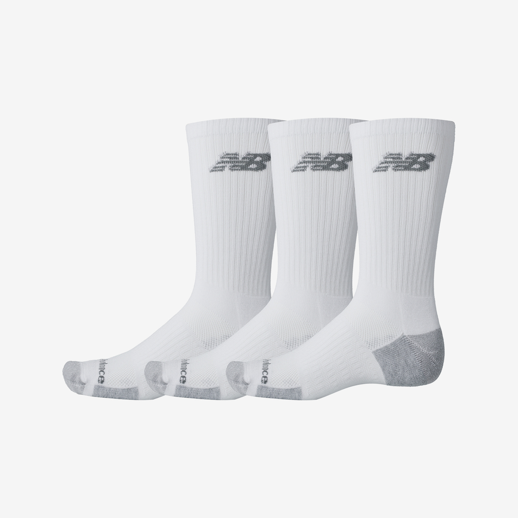 New Balance Performance Cushioned Crew 3 Pack in WEISS