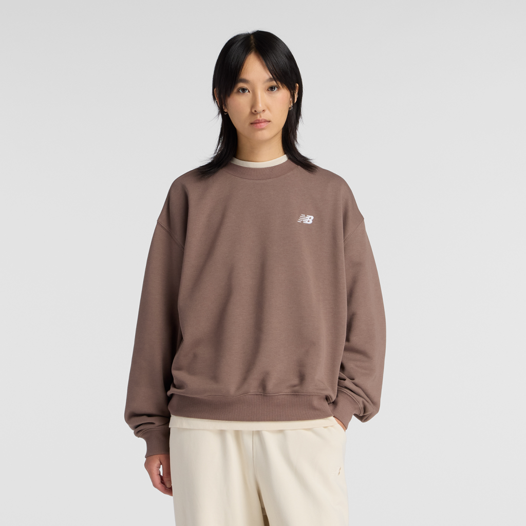 New Balance W Sport Essentials French Terry Small Logo Crew in BRAUN