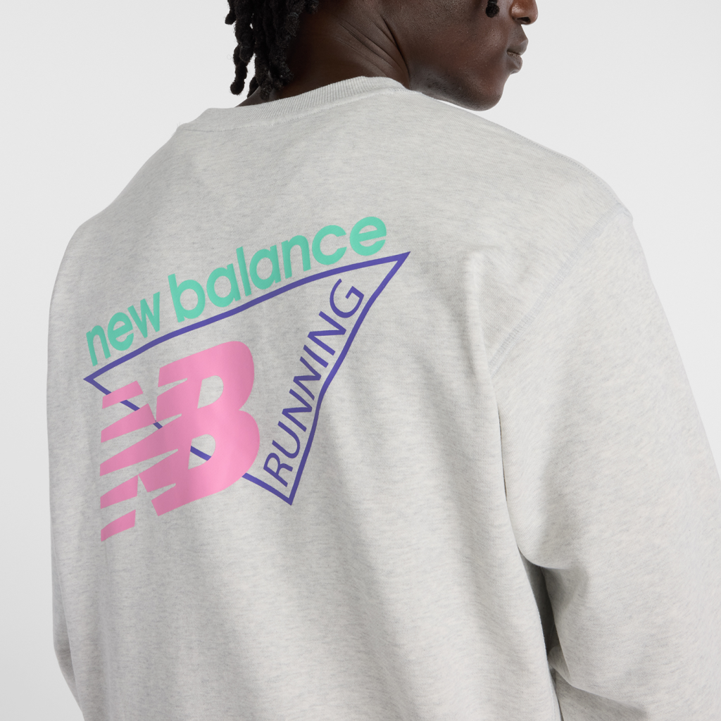 New Balance Classic Tri-Logo French Terry Crew in GRAU
