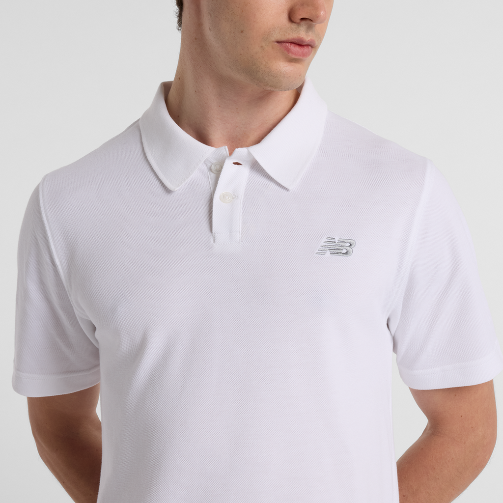 New Balance Cotton Pique Polo in WEISS