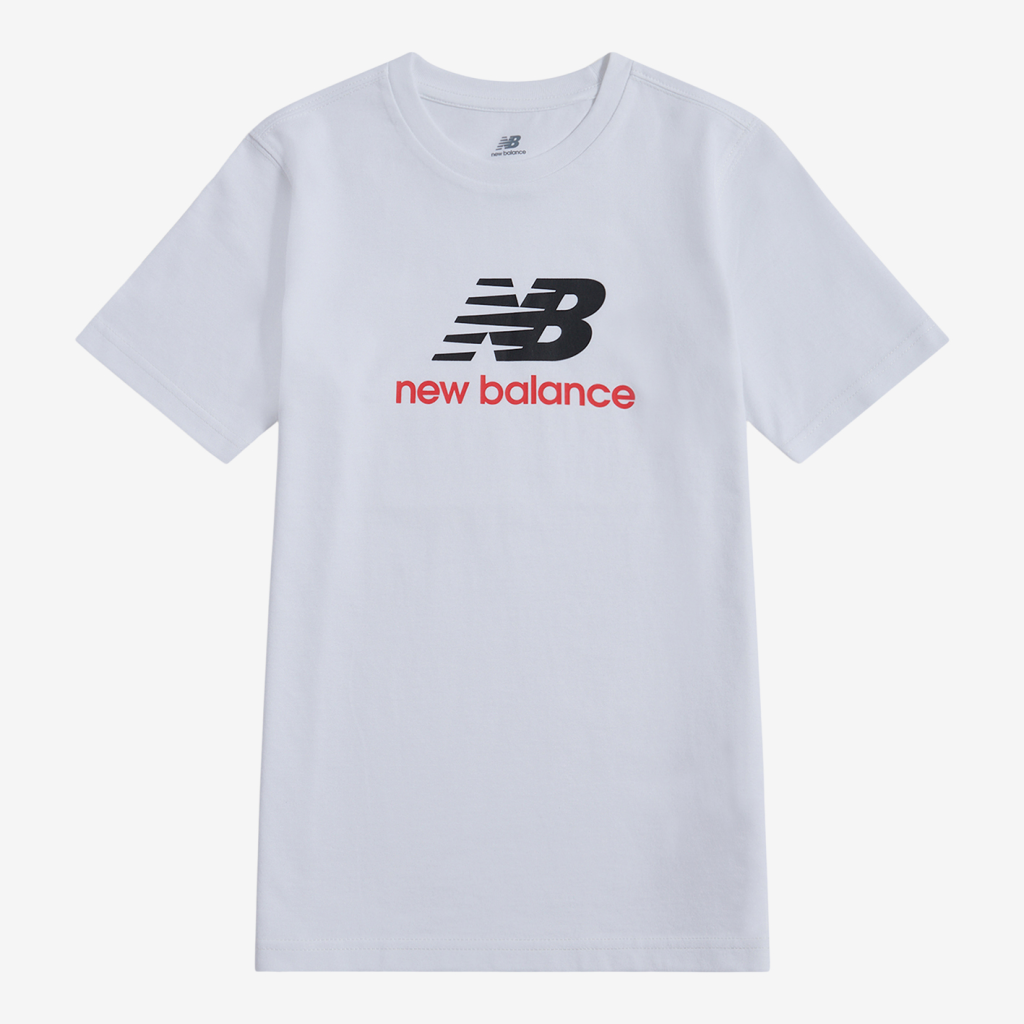 New Balance B NEW BALANCE JERSEY STACKED LOGO TEE in WEISS