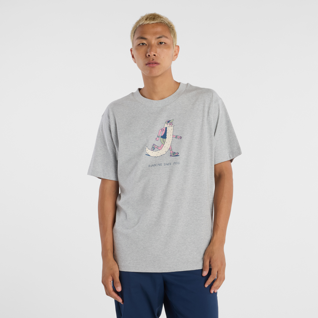New Balance Bearded Runner T-Shirt in GRAU