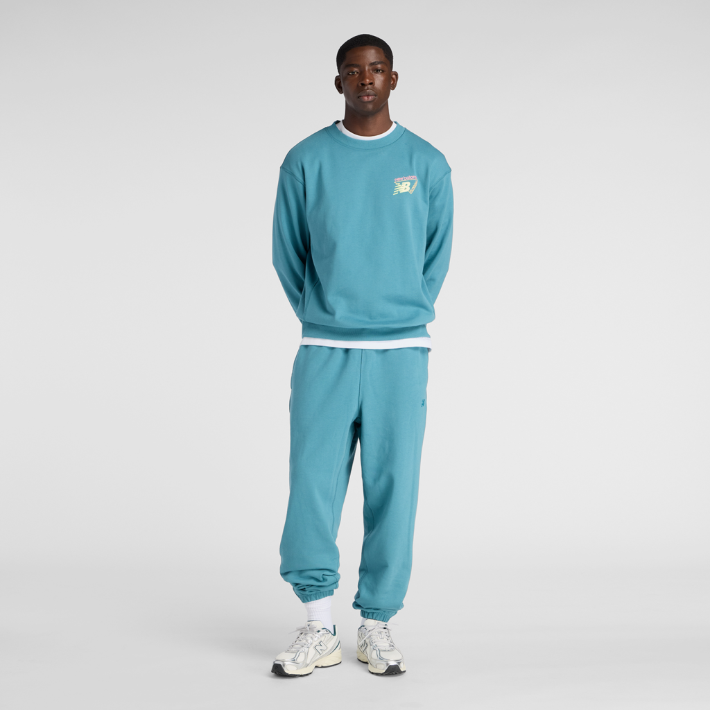 New Balance Classic Tri-Logo French Terry Crew in BLAU