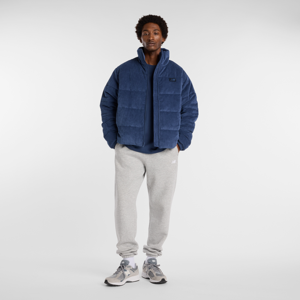New Balance Corduroy Puffer Jacket in BLAU