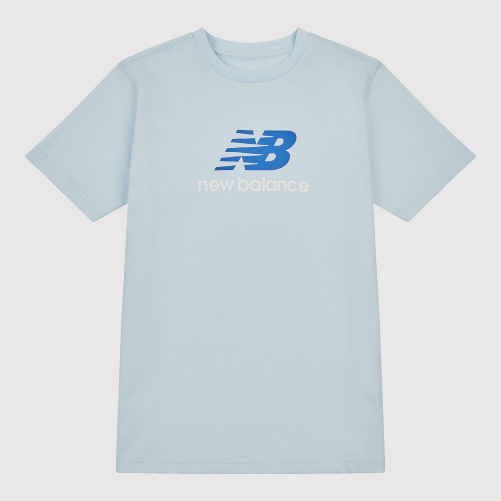 New Balance B NEW BALANCE JERSEY STACKED LOGO TEE in GRAU