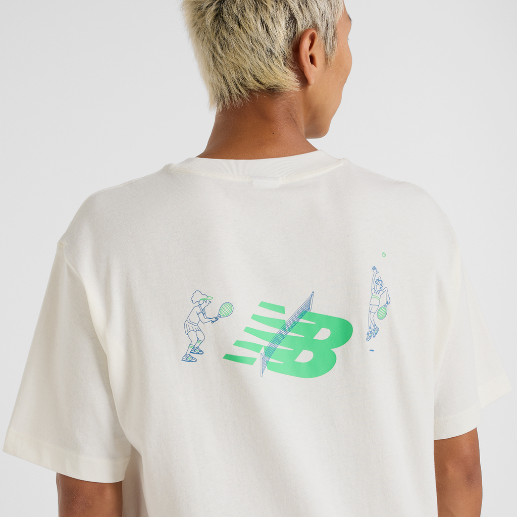 New Balance Athletics Tennis Cartoon T-Shirt in WEISS