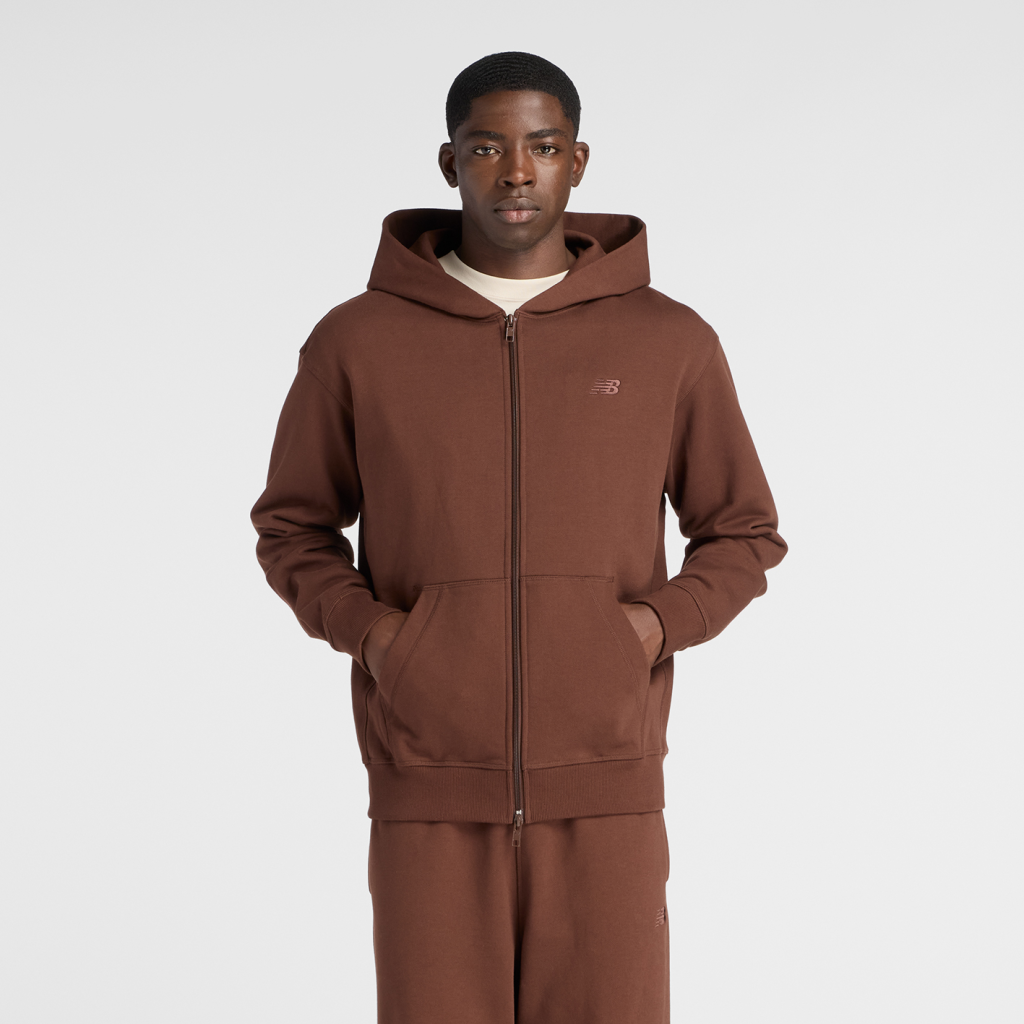 New Balance Athletics French Terry Full Zip in BRAUN