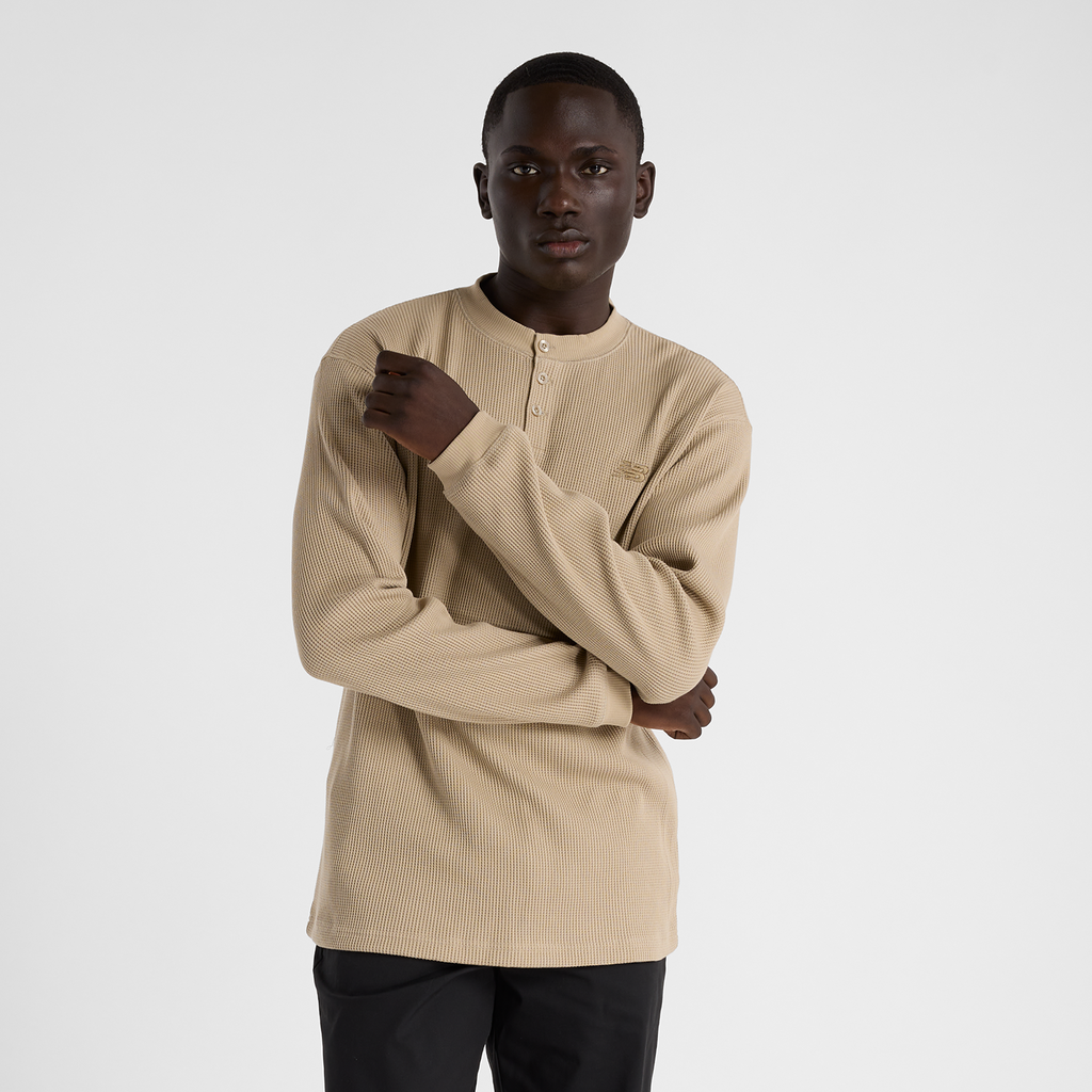 Waffle Knit Long Sleeve Henley stoneware Hauptbild_brandshop