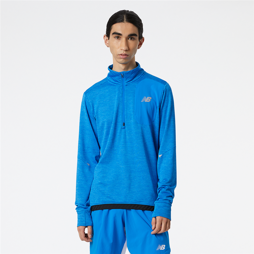 Impact Run Grid Back Half Zip serene blue heather Hauptbild_brandshop