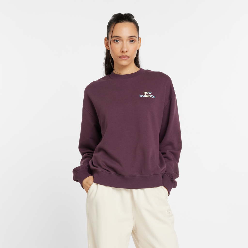 W New Balance French Terry Oversized Logo Crew plum brown Hauptbild_brandshop