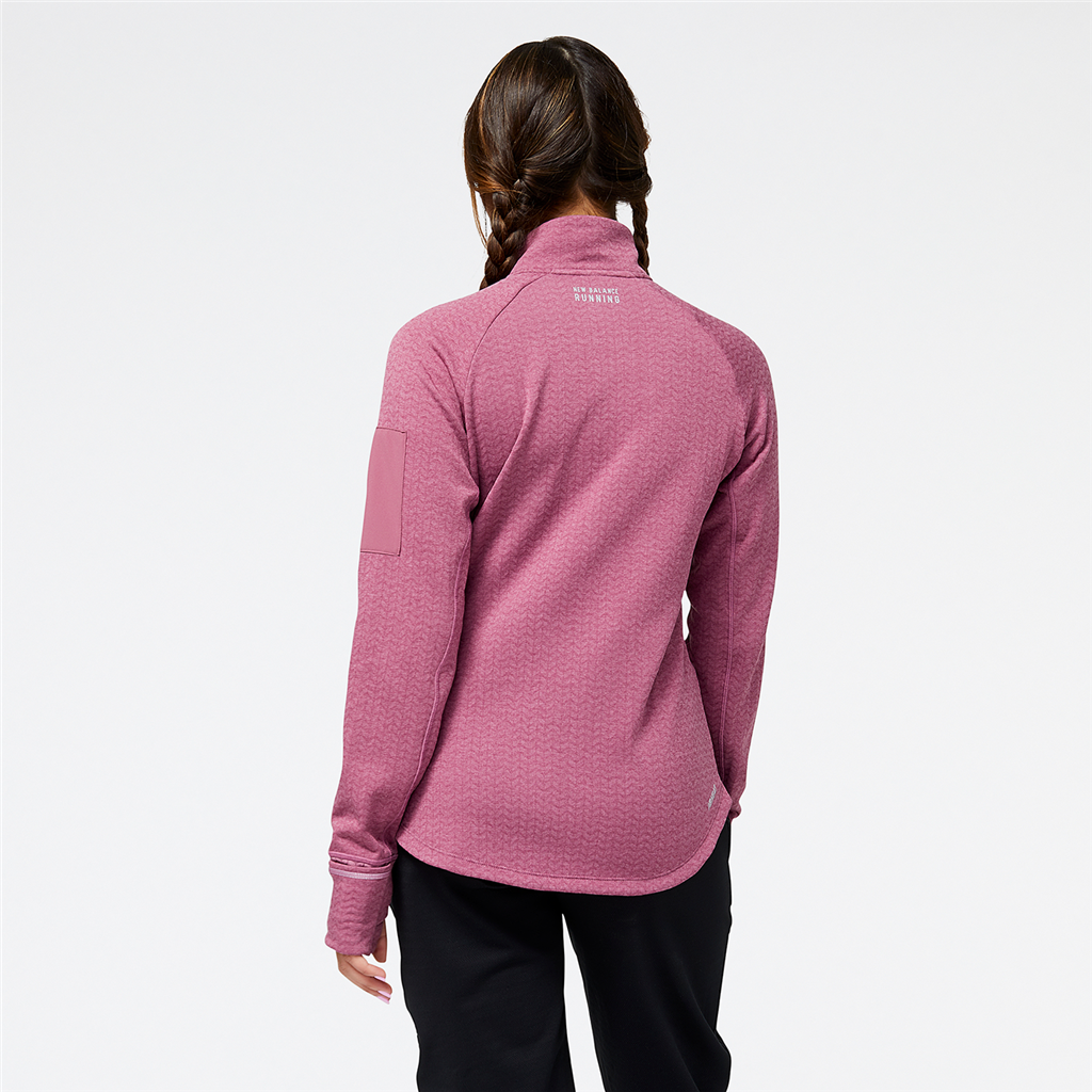 W NB Heat Grid Half Zip raisin heather model_bild_back_brandshop