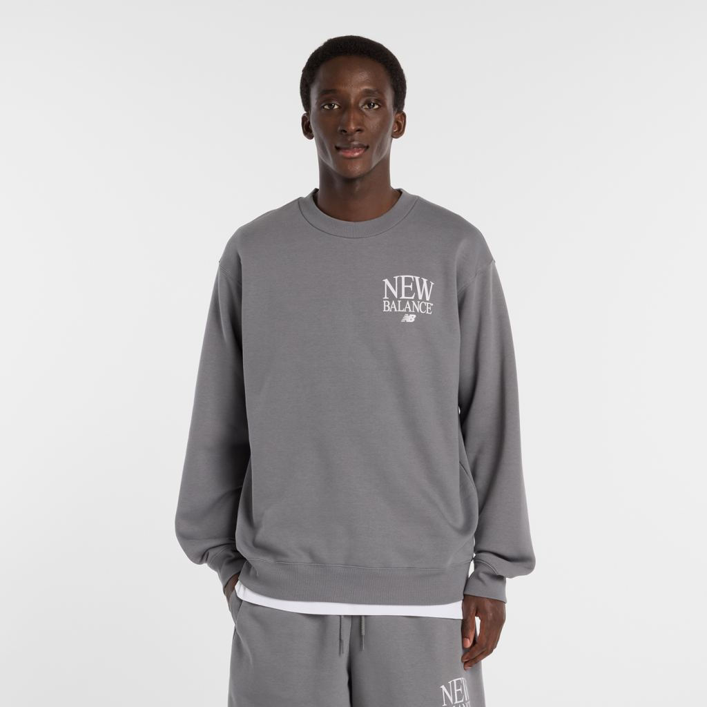 New Balance Reimagined Fleece Crew in GRAU
