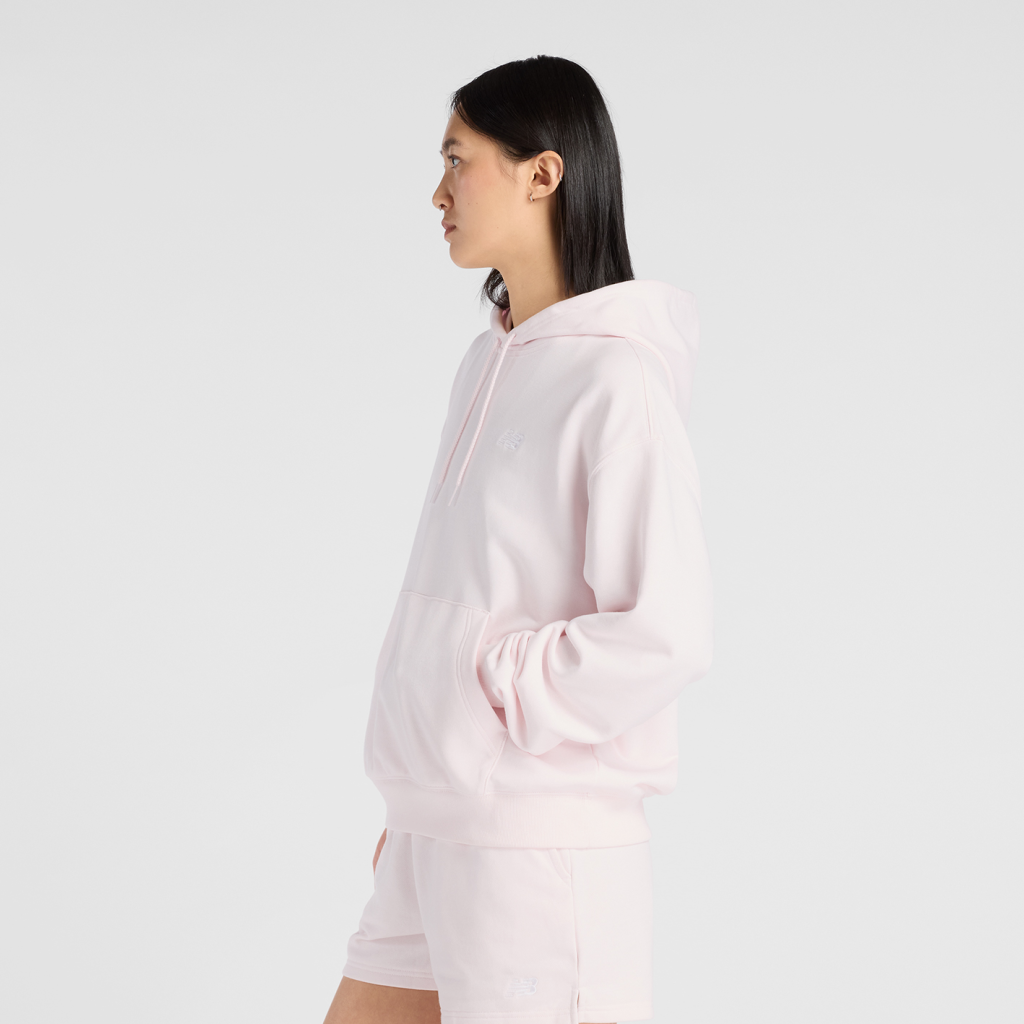 New Balance W Sport Essentials French Terry Small Logo Hoodie in PINK