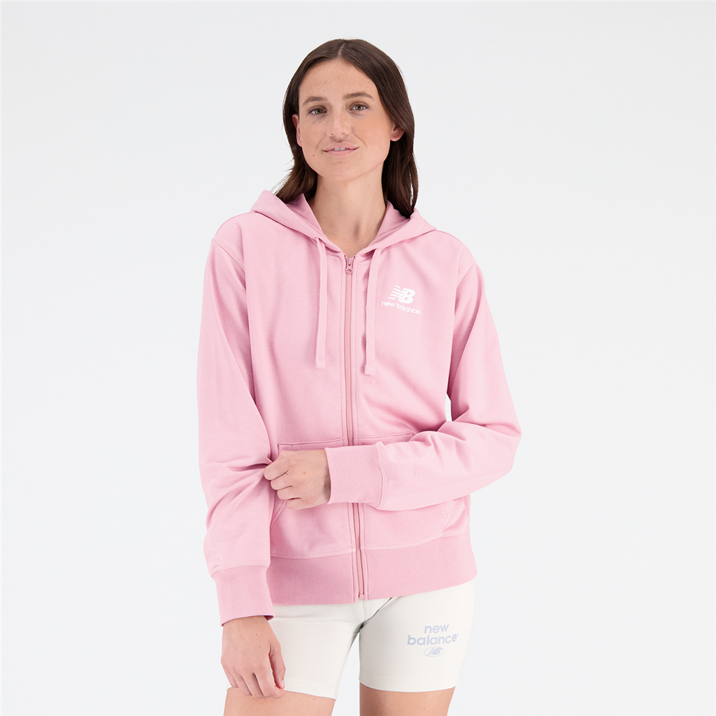 W Essentials Stacked Logo Full Zip Hoodie hazy rose Hauptbild_brandshop