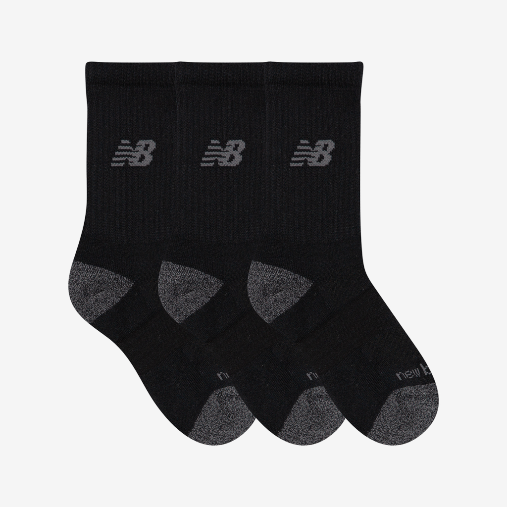 New Balance Youth Active Crew Socks 3 Pack in SCHWARZ