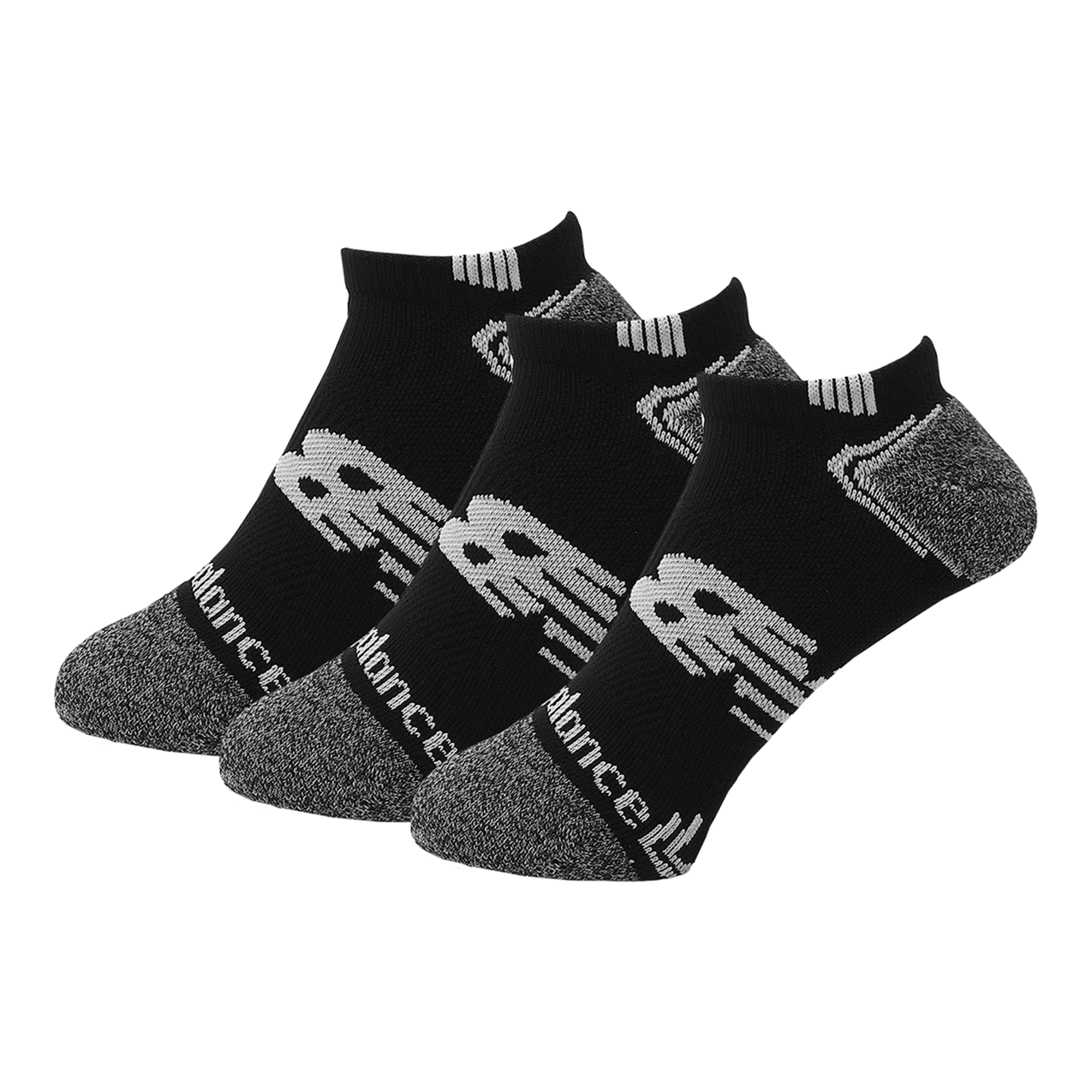 New Balance NB No Show Run Sock 3 Pair in SCHWARZ