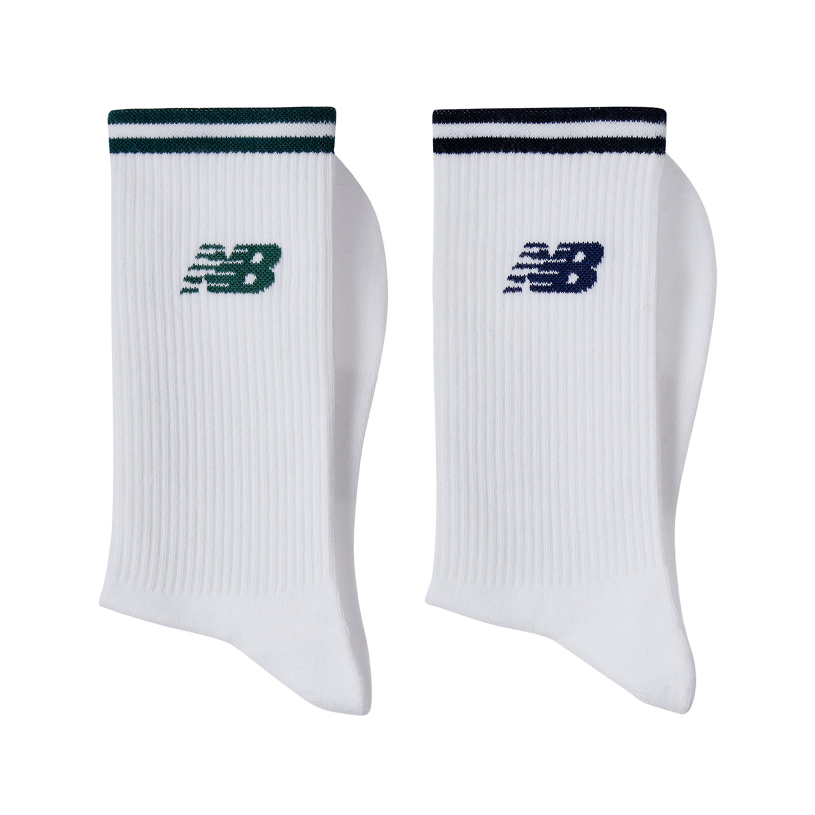 New Balance Running Stripe Midcalf Socks 2 Pack in WEISS