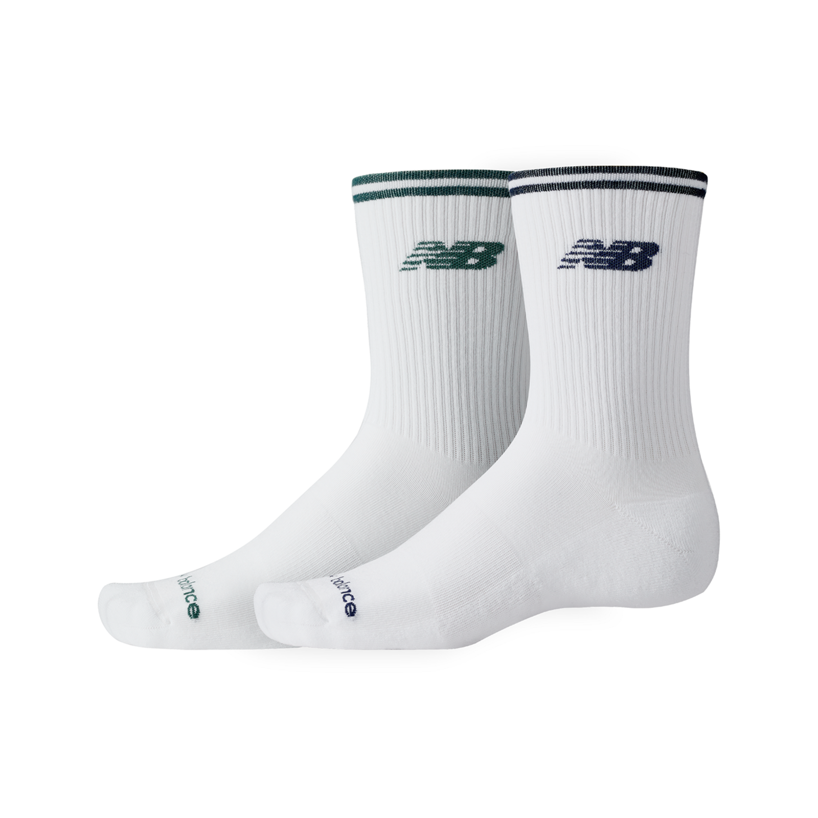 New Balance Running Stripe Midcalf Socks 2 Pack in WEISS