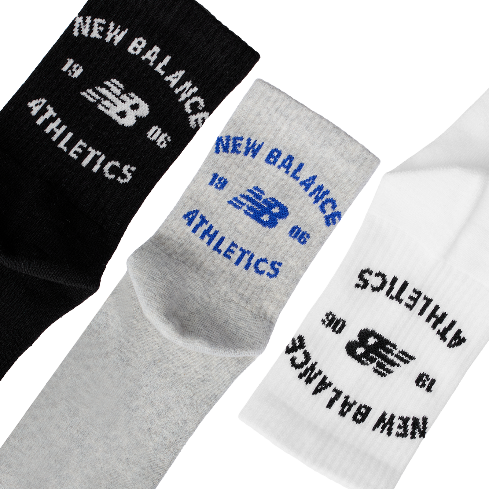 New Balance Graphics QTR Crew Socks 3 Pack in MEHRFARBIG