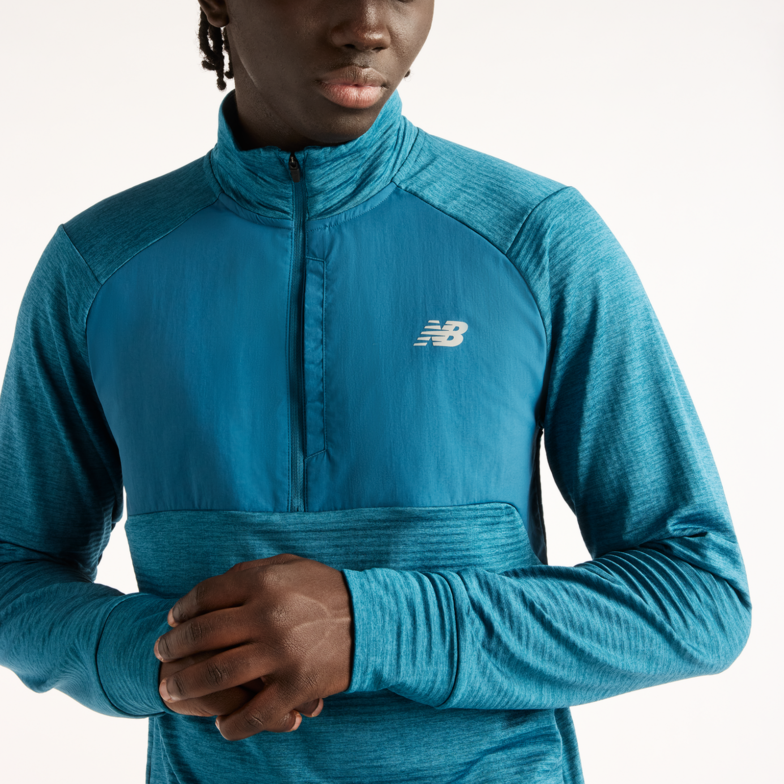 New Balance Athletics Heat Grid 1/2 Zip in BLAU