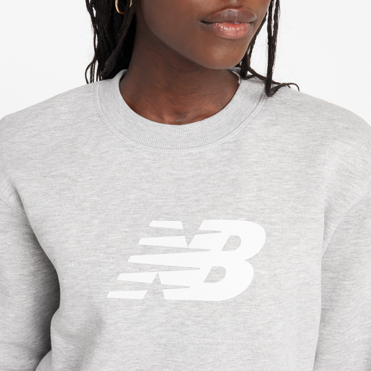 New Balance W Sport Fleece Logo Crew in GRAU