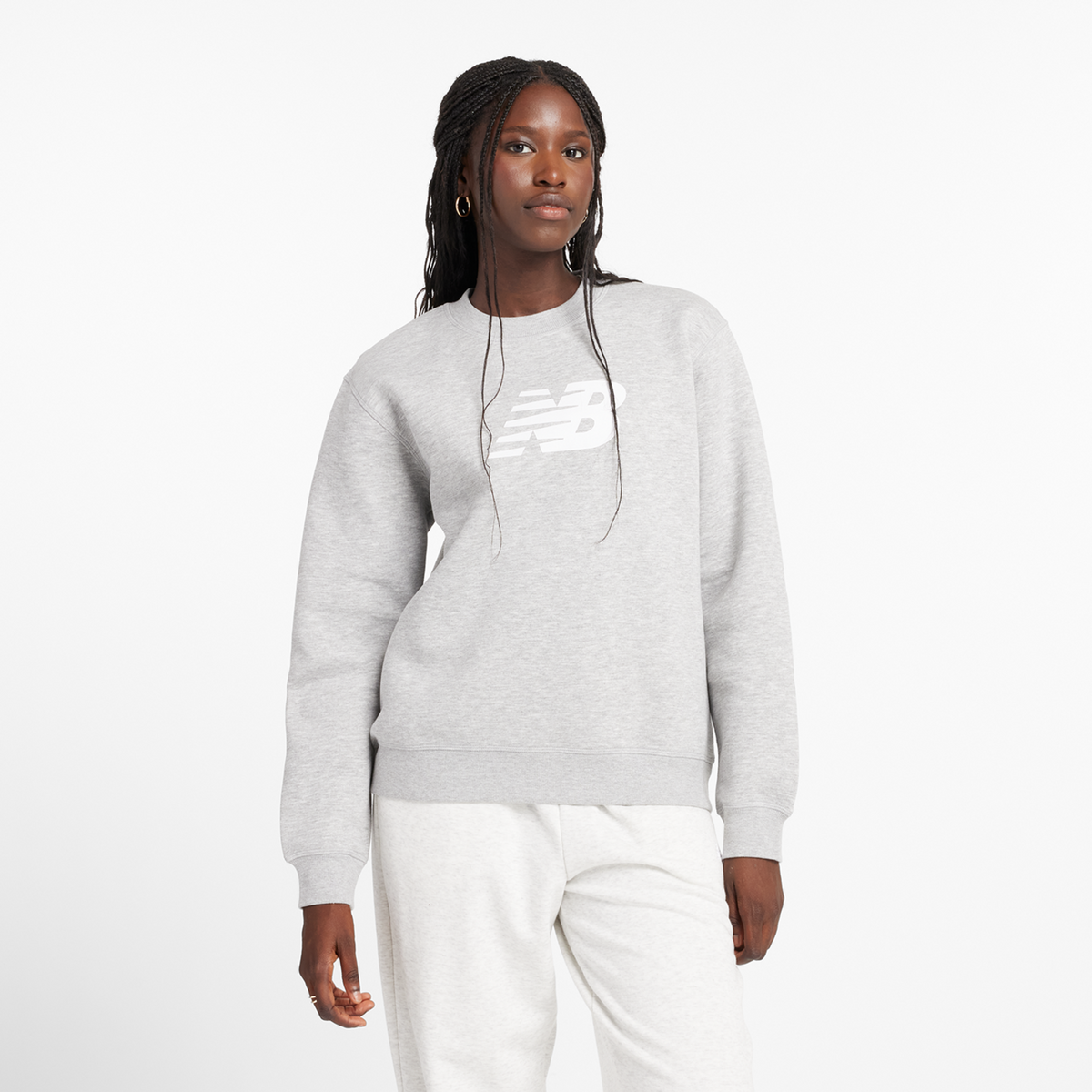 New Balance W Sport Fleece Logo Crew in GRAU