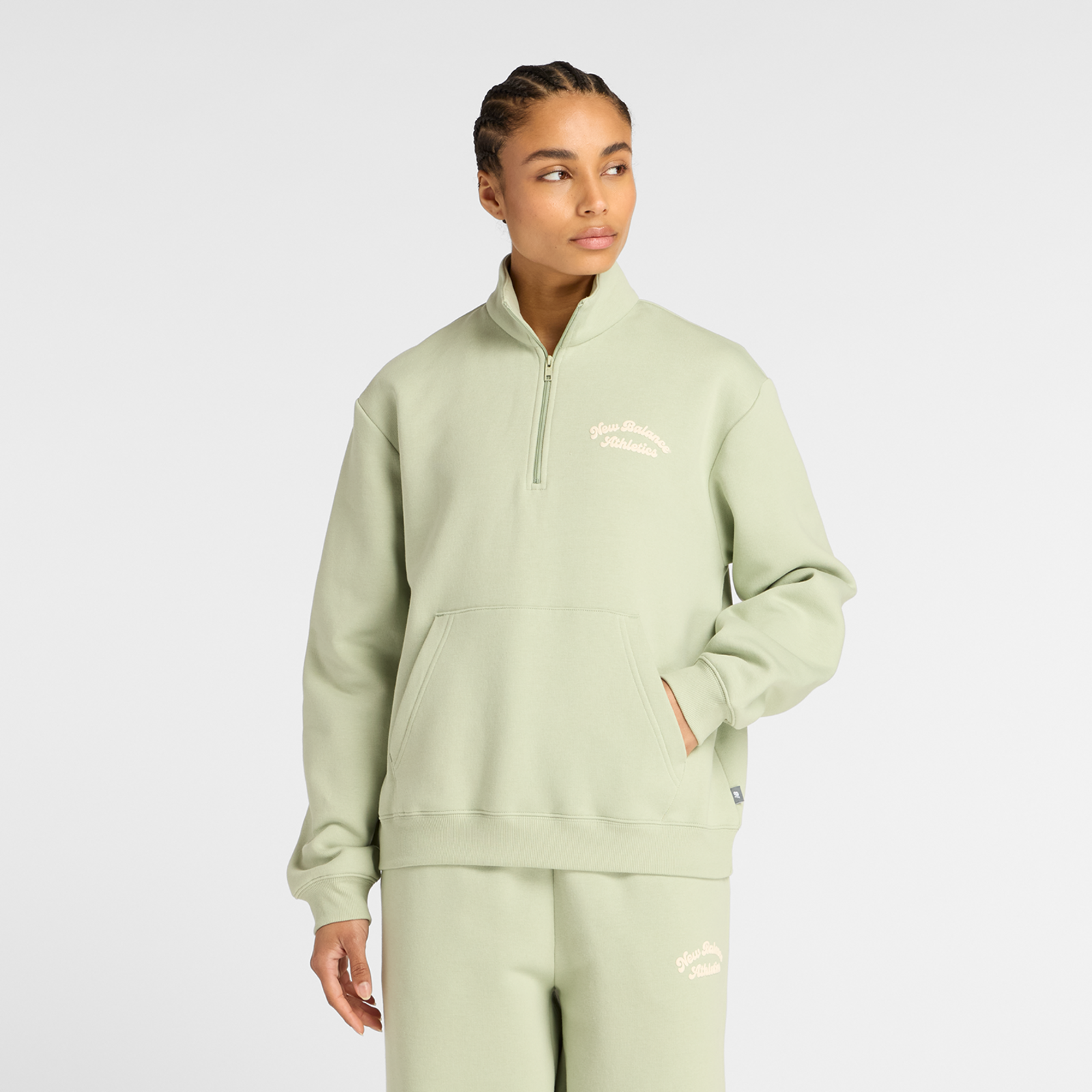 New Balance W Linear Heritage Fleece Half Zip in