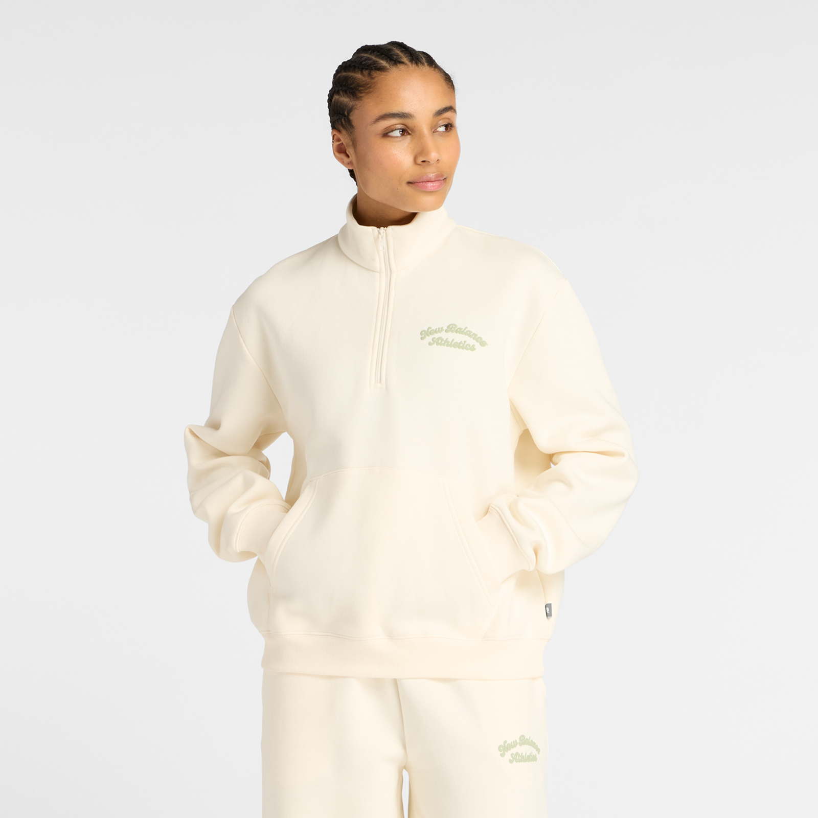 New Balance W Linear Heritage Fleece Half Zip in