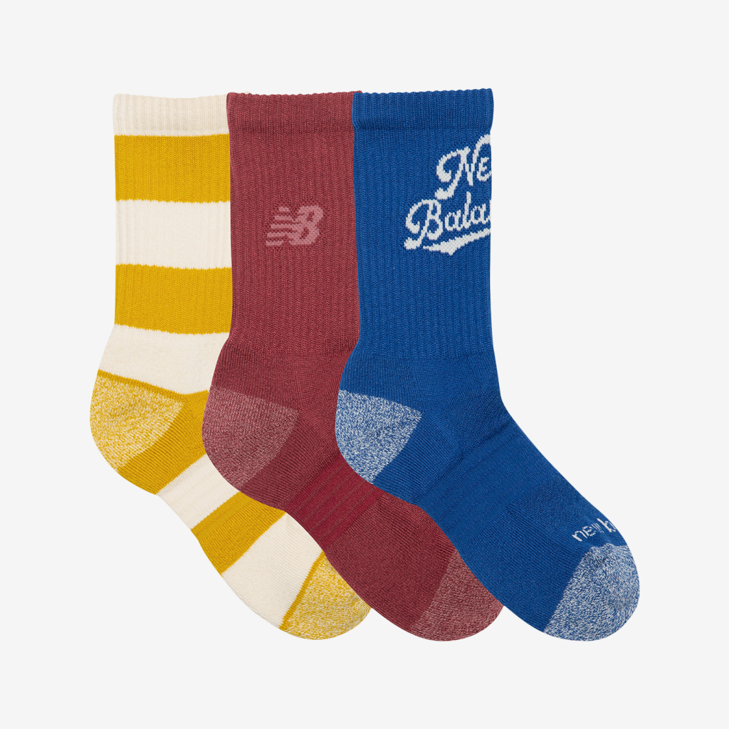 New Balance Youth Active Graphic Crew Socks 3 Pack in MEHRFARBIG