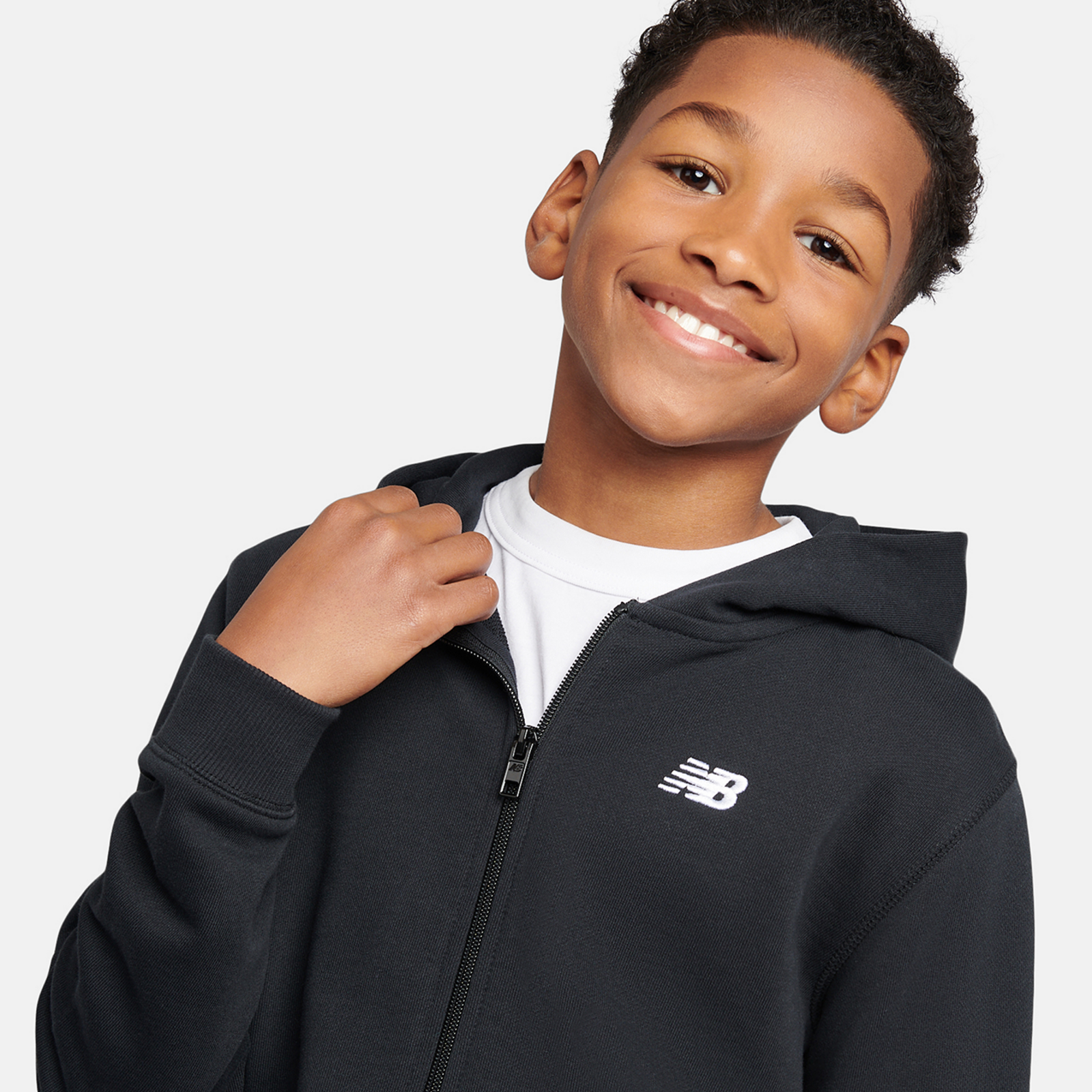 New Balance B New Balance French Terry Small Logo FZ Hoodie in SCHWARZ