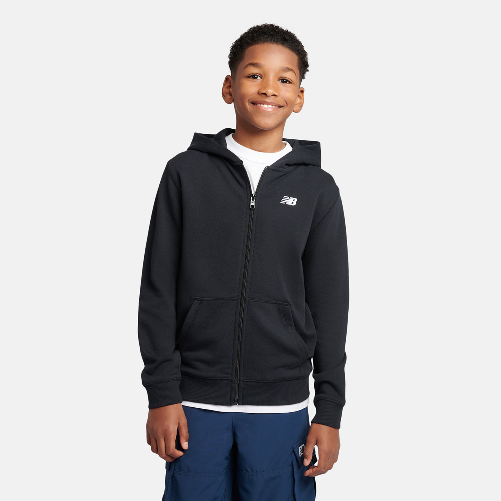 New Balance B New Balance French Terry Small Logo FZ Hoodie in SCHWARZ
