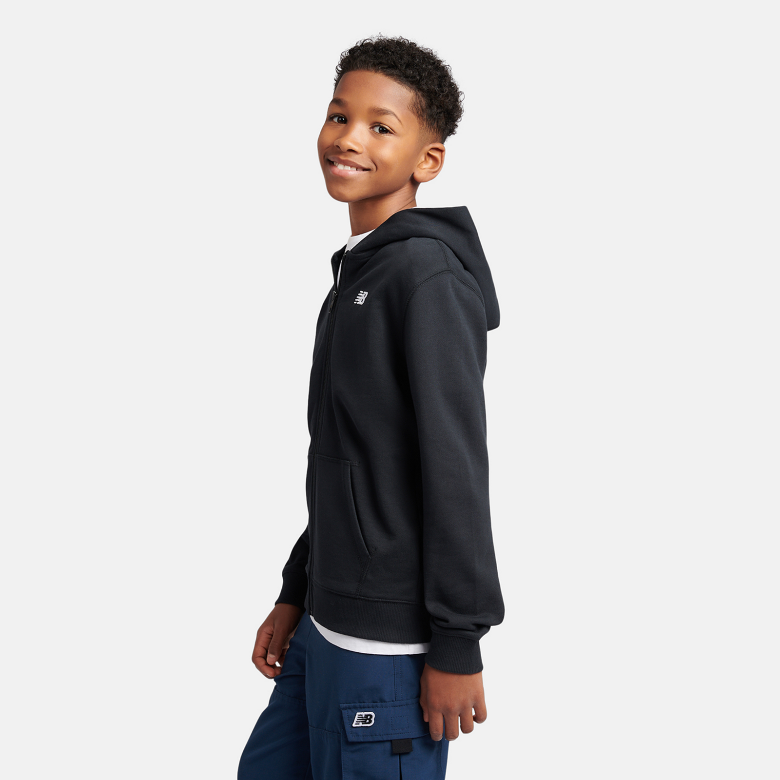 New Balance B New Balance French Terry Small Logo FZ Hoodie in SCHWARZ