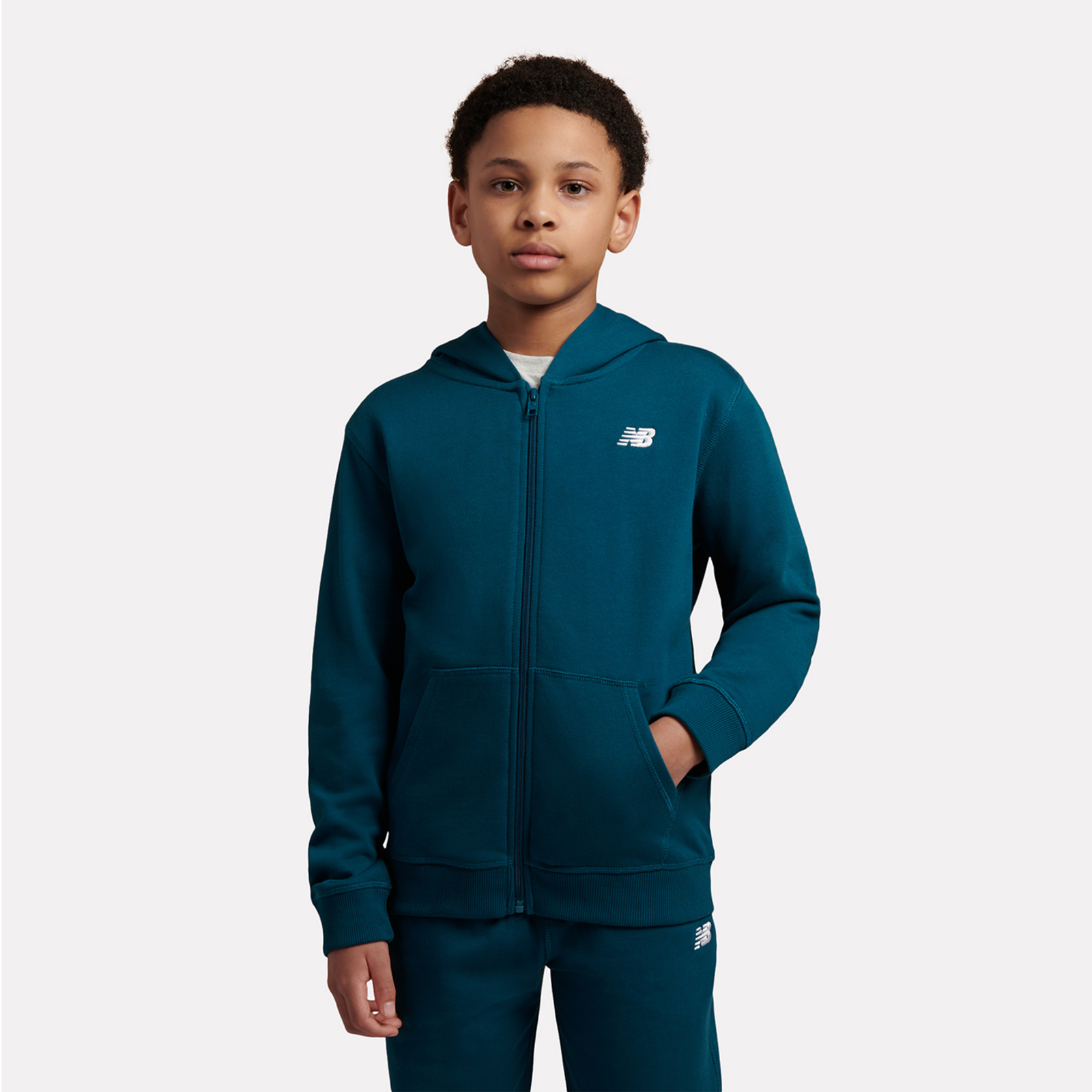 New Balance B New Balance French Terry Small Logo FZ Hoodie in