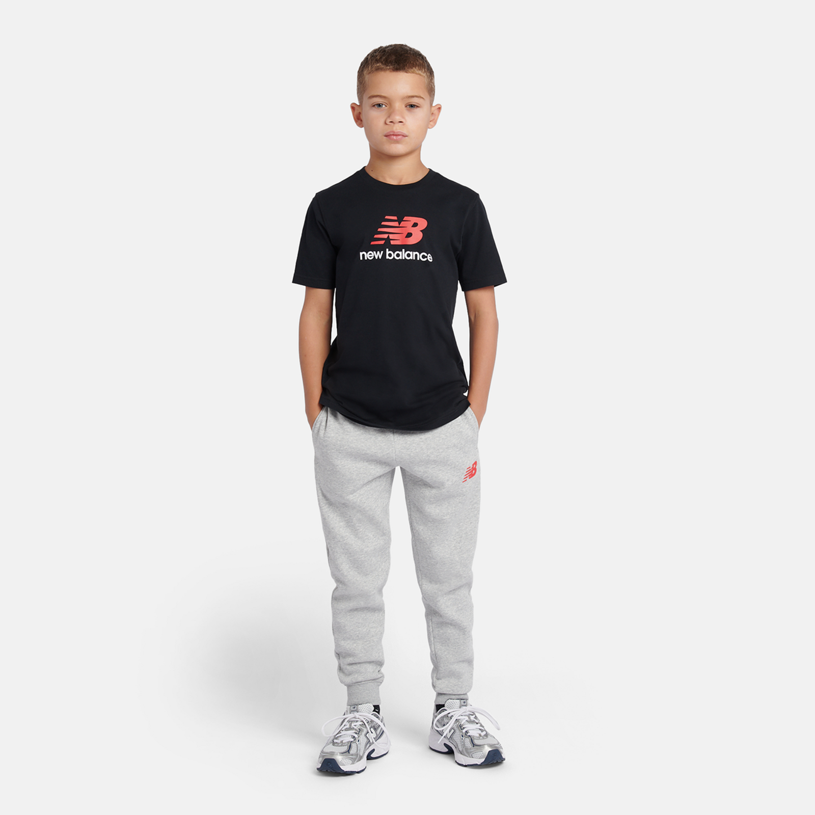 New Balance B NEW BALANCE JERSEY STACKED LOGO TEE in