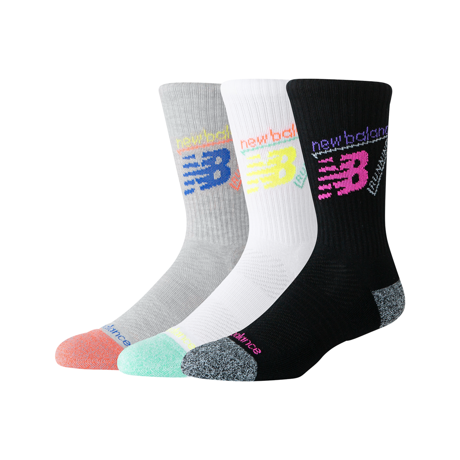 New Balance Active Graphic Crew Socks 3 Pack in MEHRFARBIG