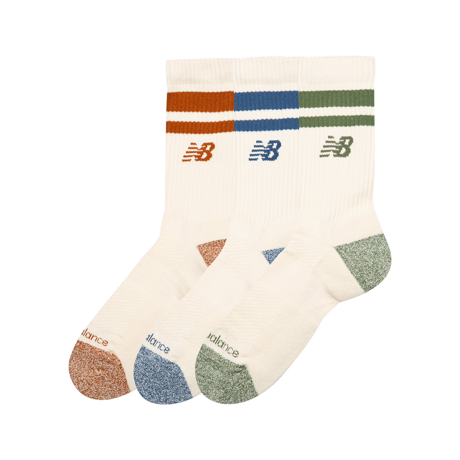 New Balance Active Lifestyle Striped Crew Socks 3 Pack in MEHRFARBIG