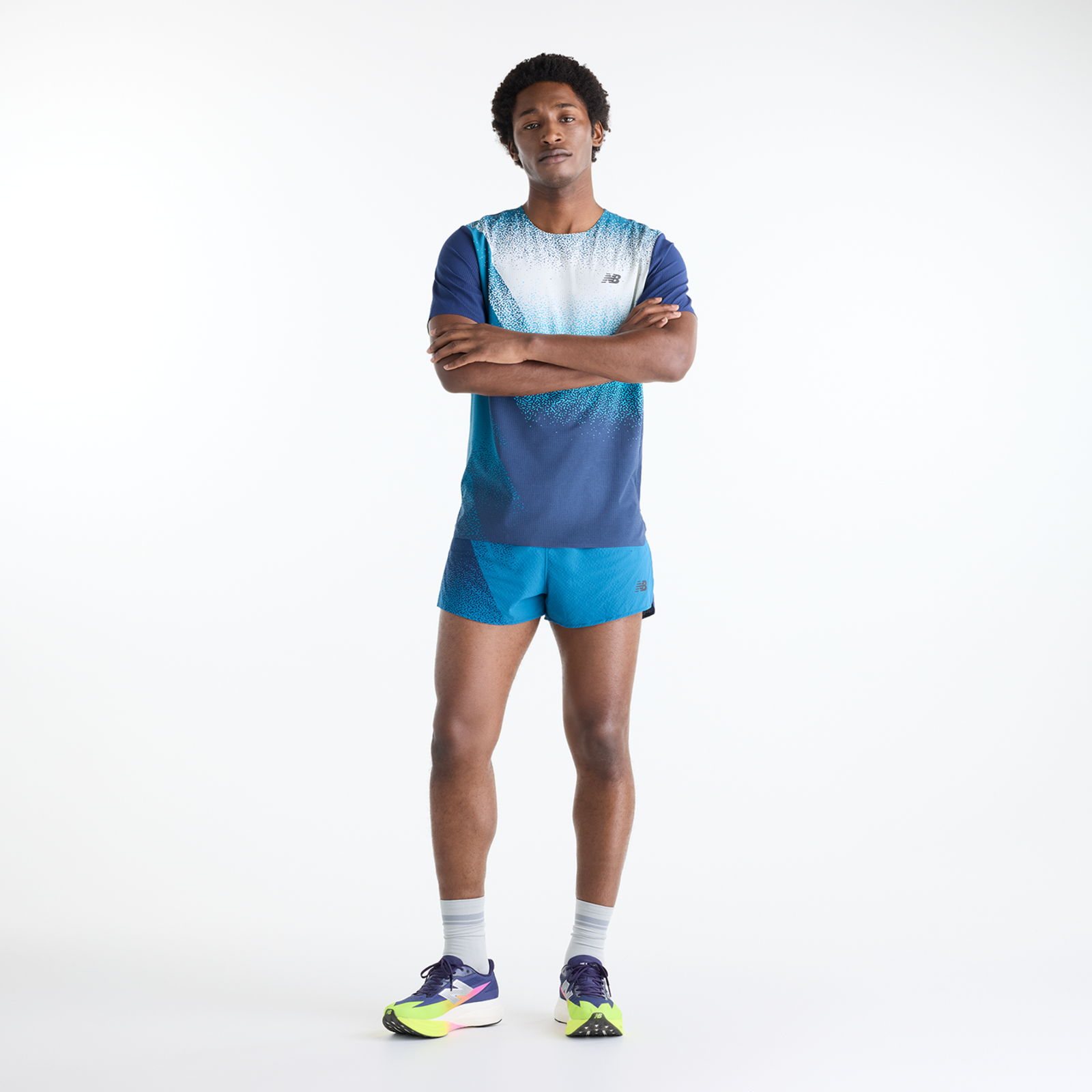 New Balance Race Day Ultra Light Printed T-Shirt in BLAU