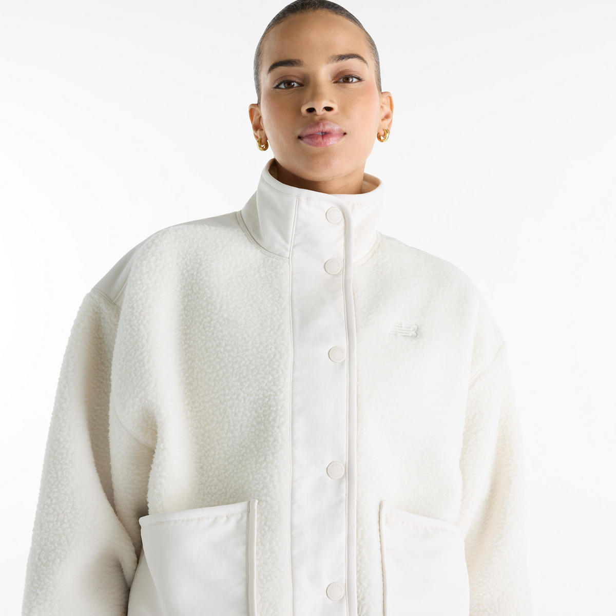 New Balance W High Pile Fleece Jacket in BEIGE