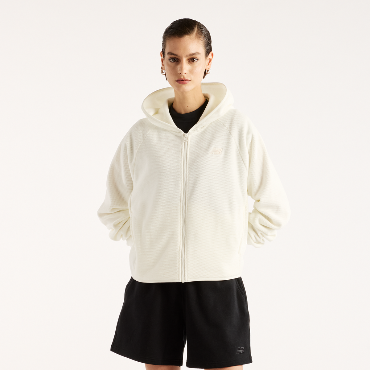 New Balance W Textured Fleece Full Zip in WEISS