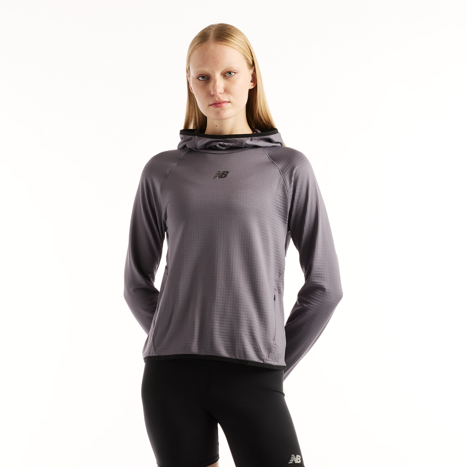 New Balance W RC Essential Heat Grid Hoodie in GRAU