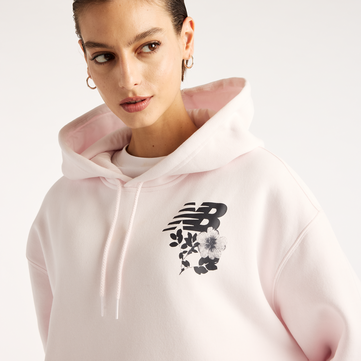 New Balance W Pressed Flowers Hoodie in PINK