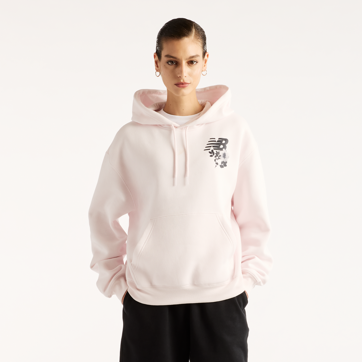 New Balance W Pressed Flowers Hoodie in PINK