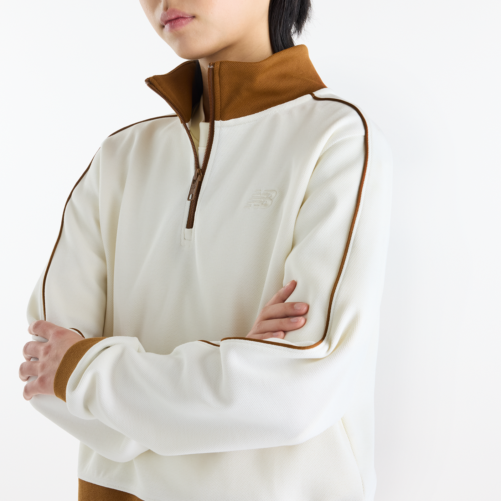 New Balance W Sport Legacy Pique 1/4 Zip in BEIGE