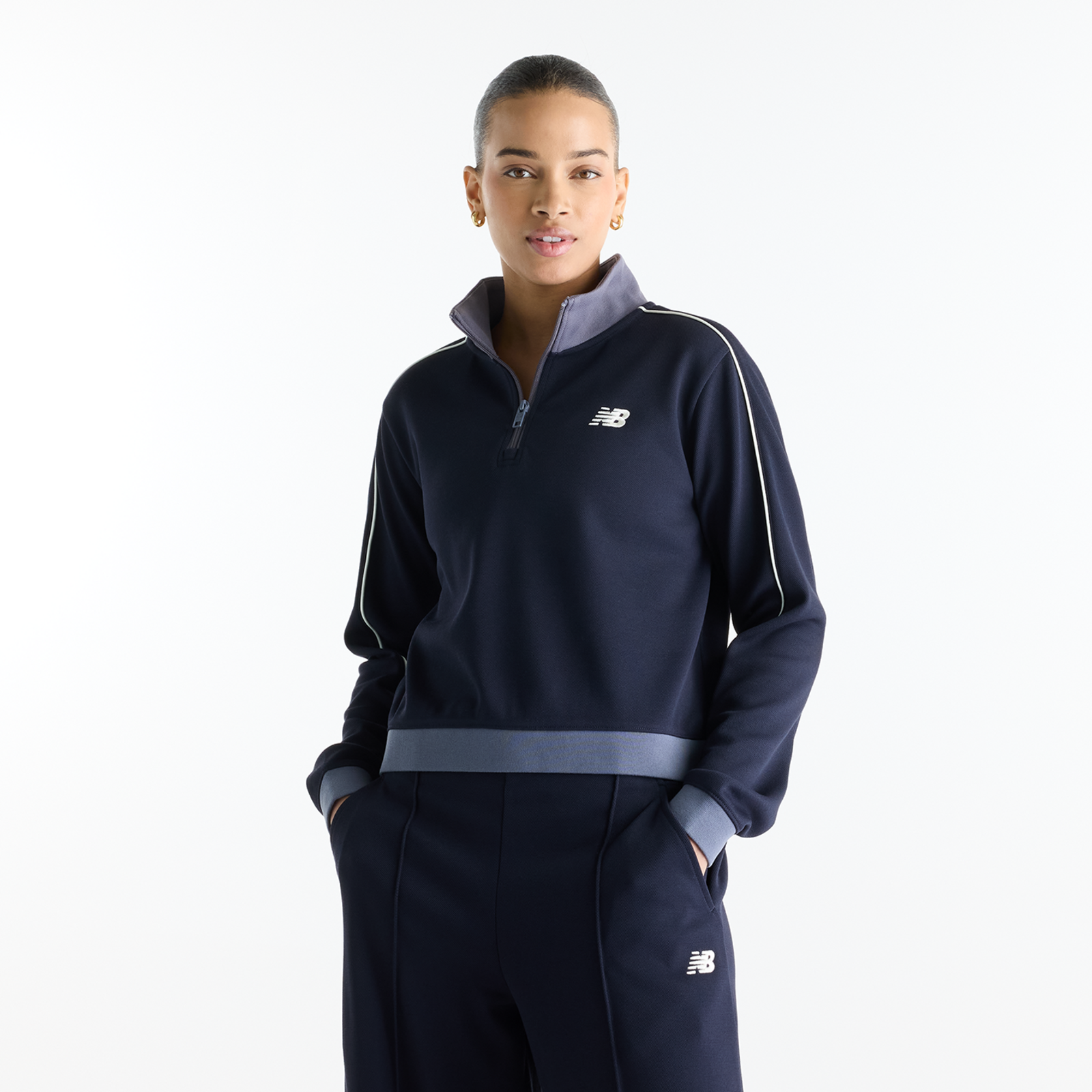 New Balance W Sport Legacy Pique 1/4 Zip in SCHWARZ