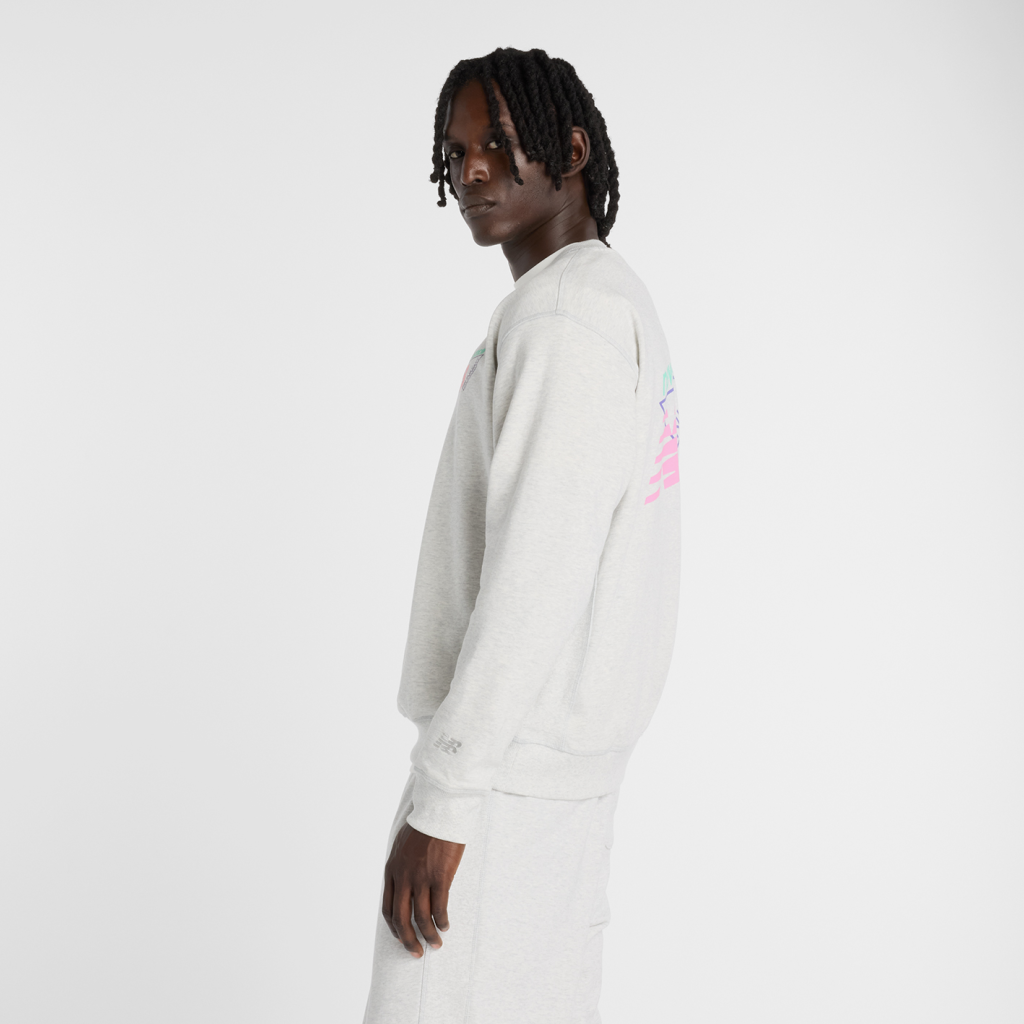 New Balance Classic Tri-Logo French Terry Crew in GRAU