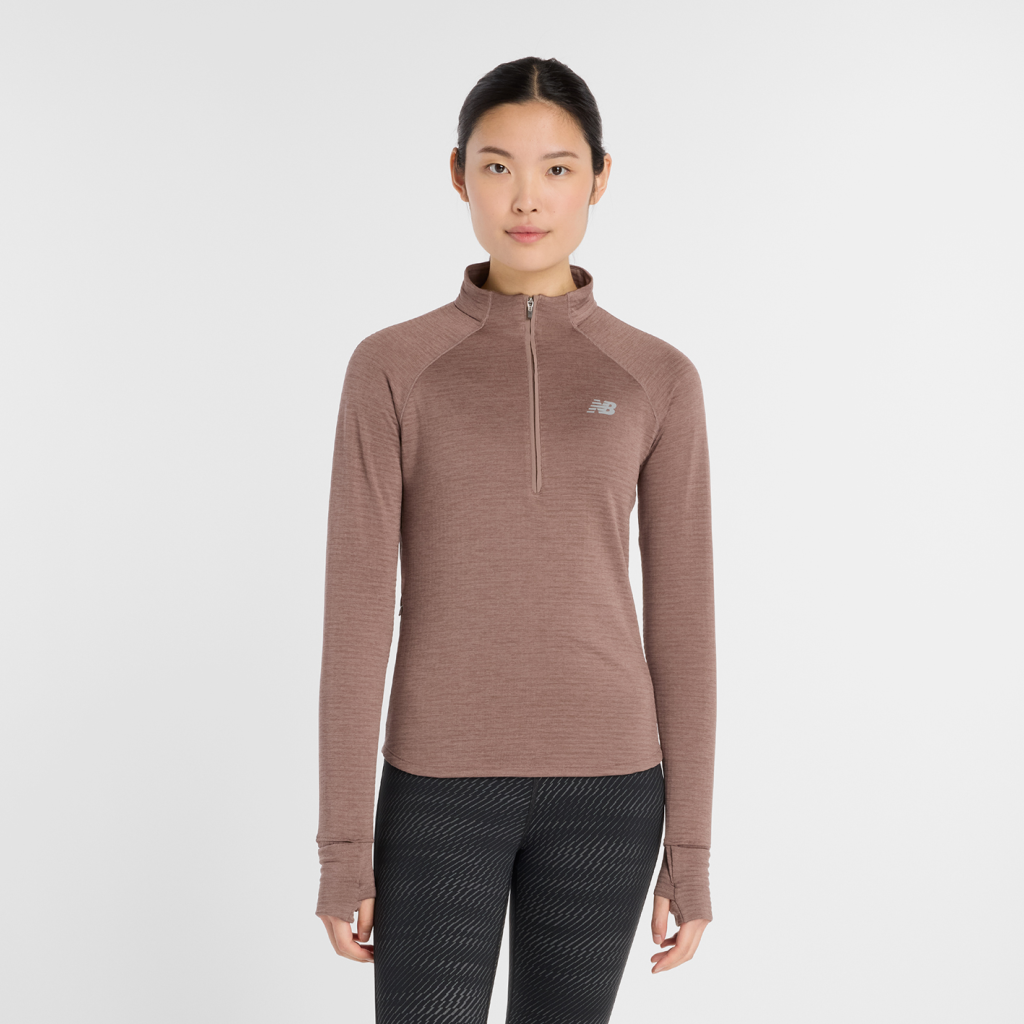 New Balance W Athletics Heat Grid Half Zip in BRAUN