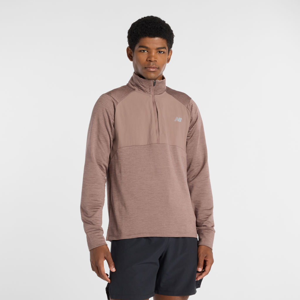 New Balance Athletics Heat Grid 1/2 Zip in BRAUN