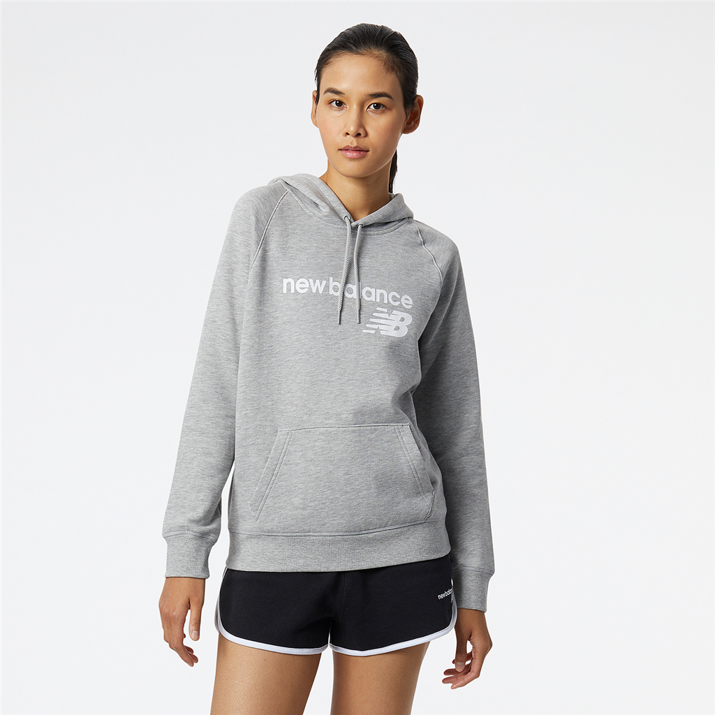 W NB Classic Core Fleece Hoodie athletic grey model_bild_brandshop