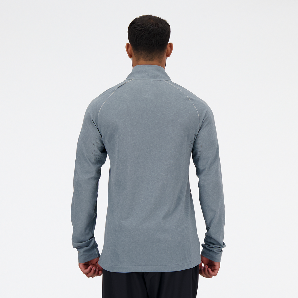 NB Athletics Seamless 1/4 Zip athletic grey model_bild_back_brandshop