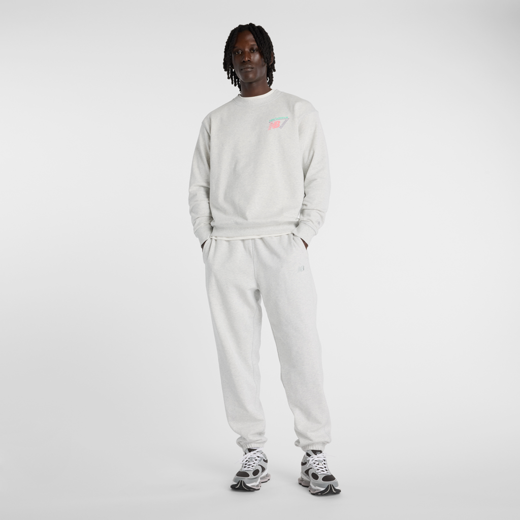 New Balance Classic Tri-Logo French Terry Crew in GRAU